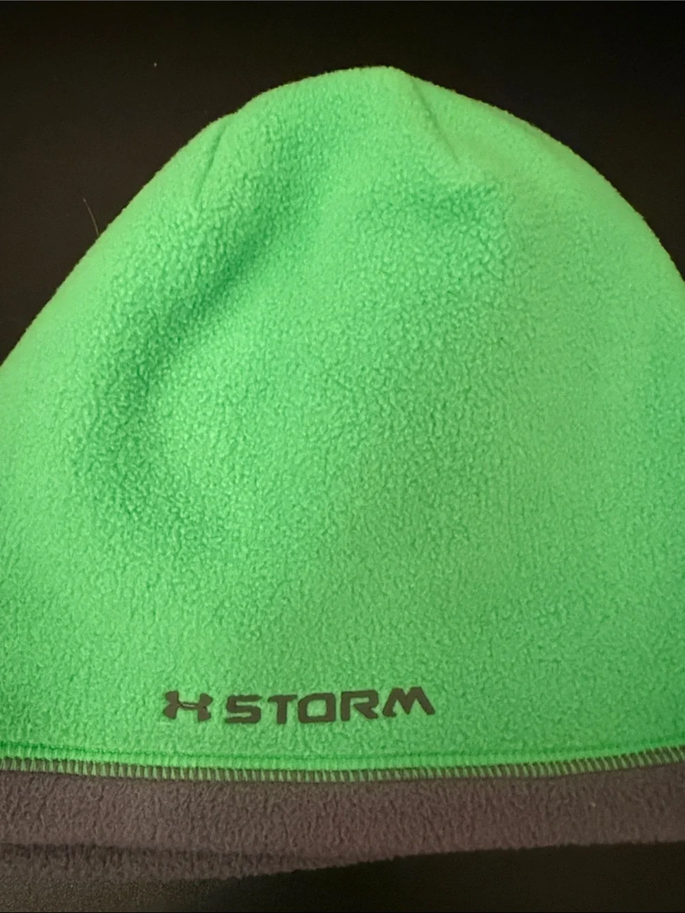 Under Armour Kids Neon Green Fleece Beanie with Gray Trim